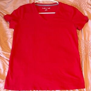Nautica Women's Bright Red V-Neck Tee